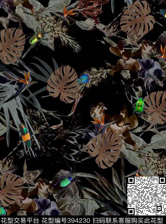 热带非洲昆虫数码印花花型下载（图片编号: 394230） - 瓦栏（Walan）