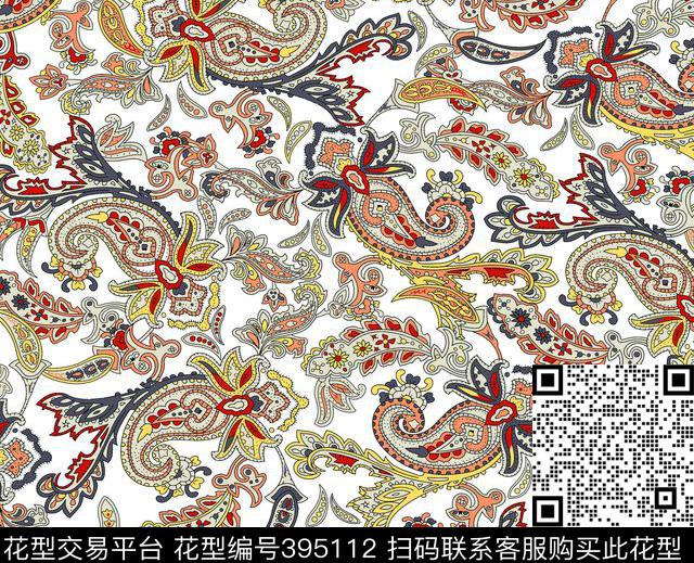 欧美腰果传统印花花型下载（图片编号: 395112） - 瓦栏（Walan）