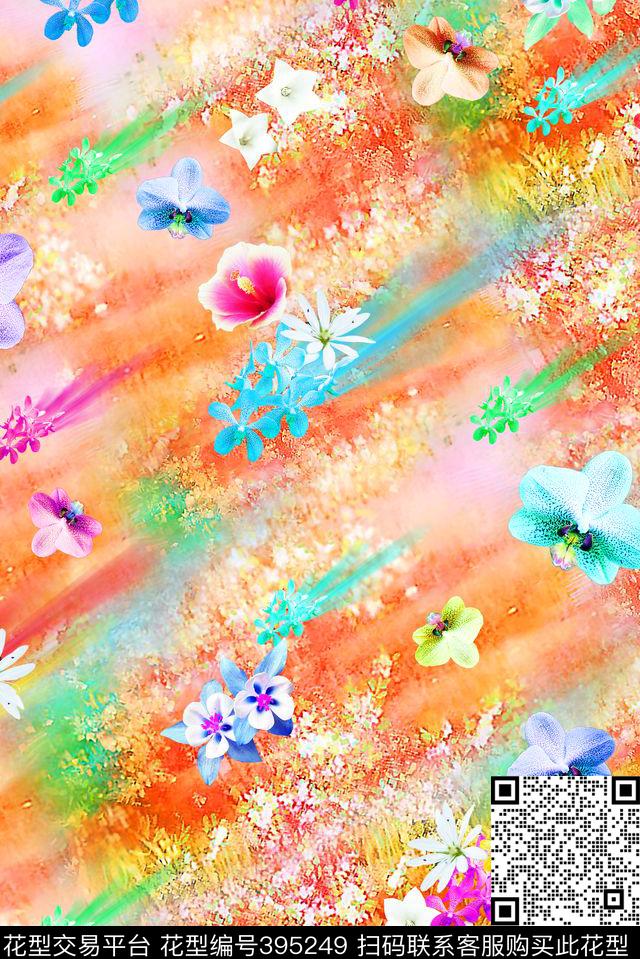 花卉田园泳装数码印花花型下载（图片编号: 395249） - 瓦栏（Walan）