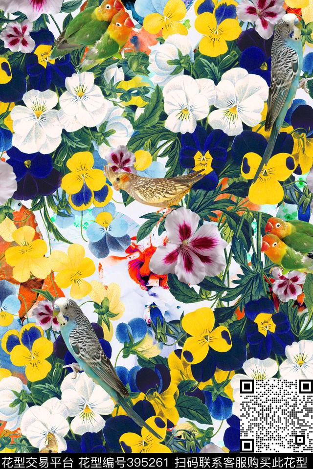 热带植物异域数码印花花型下载（图片编号: 395261） - 瓦栏（Walan）
