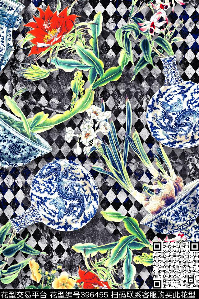 壁纸餐厅复古数码印花花型下载（图片编号: 396455） - 瓦栏（Walan）