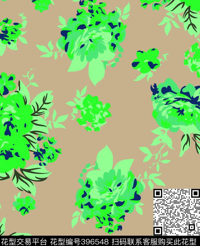 韩版花朵数码匹布印花传统印花花型下载（图片编号: 396548） - 瓦栏（Walan）