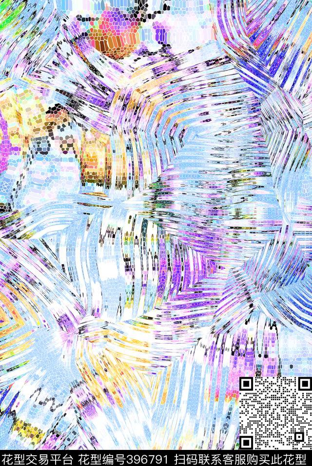 水波纹冰感水晶数码印花花型下载（图片编号: 396791） - 瓦栏（Walan）