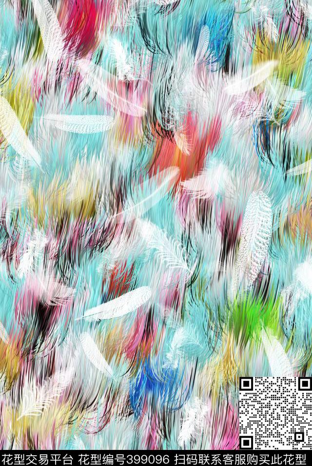 羽毛动物纹泳装数码印花花型下载（图片编号: 399096） - 瓦栏（Walan）