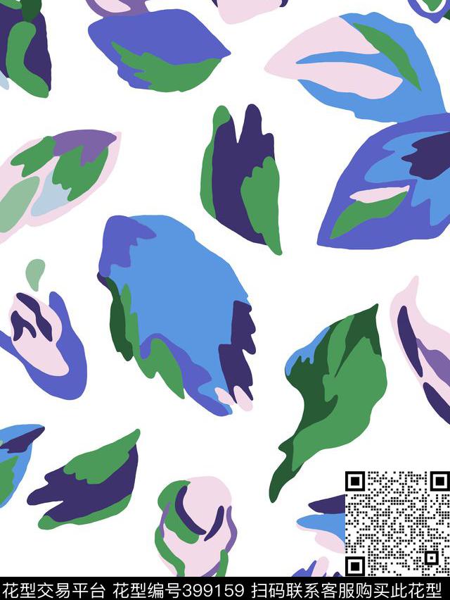 传统印花抽象叶子几何传统印花花型下载（图片编号: 399159） - 瓦栏（Walan）