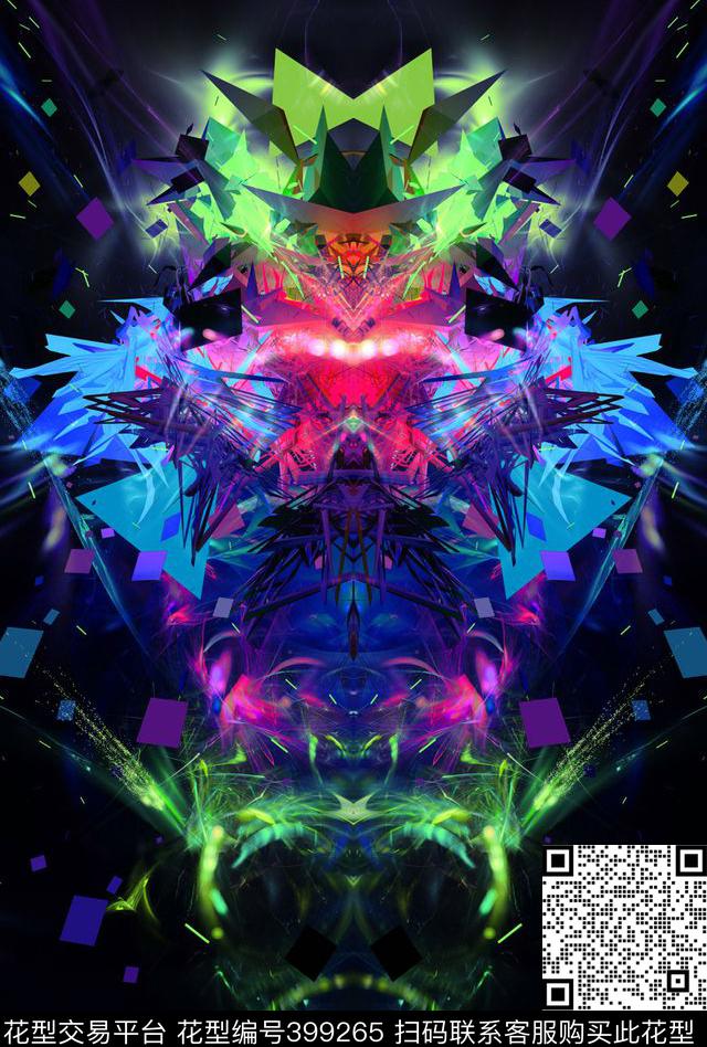 爆炸科技连衣裙数码印花花型下载（图片编号: 399265） - 瓦栏（Walan）