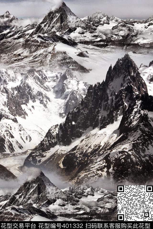 雪山山脉雪原数码印花花型下载（图片编号: 401332） - 瓦栏（Walan）