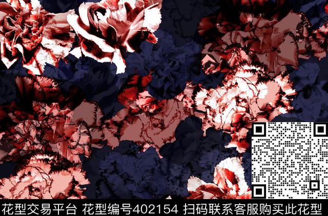 抽象康乃馨100元买断区数码印花花型下载（图片编号: 402154） - 瓦栏（Walan）
