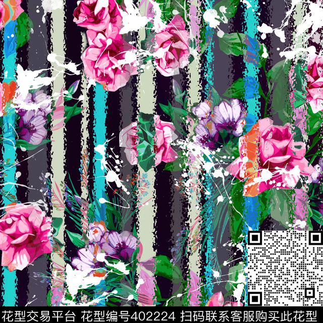 墨点手绘波纹数码印花花型下载（图片编号: 402224） - 瓦栏（Walan）