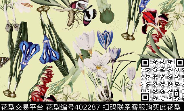 GUCCI2015复古花卉100元买断区数码印花花型下载（图片编号: 402287） - 瓦栏（Walan）