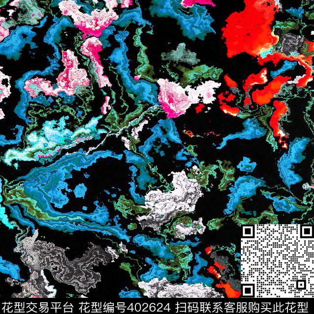 抽象花卉个性流彩数码印花花型下载（图片编号: 402624） - 瓦栏（Walan）