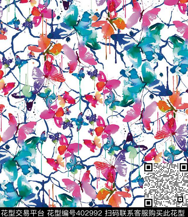 手绘花卉100元买断区数码印花花型下载（图片编号: 402992） - 瓦栏（Walan）