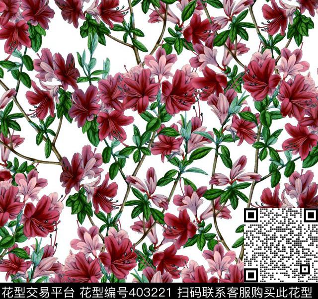 花卉复古100元买断区数码印花花型下载（图片编号: 403221） - 瓦栏（Walan）