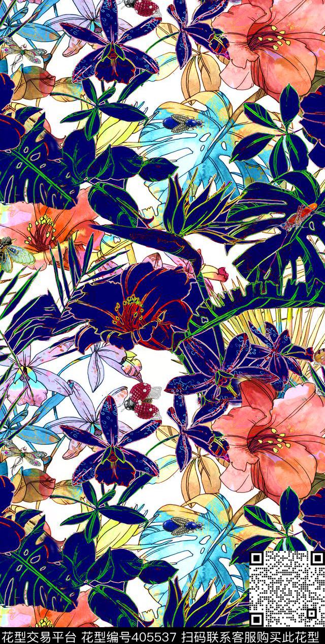 蝴蝶昆虫瓢虫数码印花花型下载（图片编号: 405537） - 瓦栏（Walan）