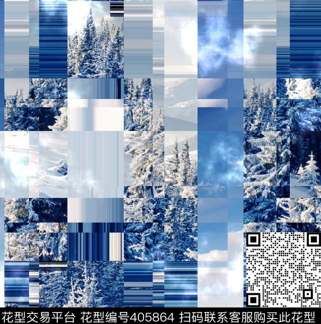 纯净蓝天时光数码印花花型下载（图片编号: 405864） - 瓦栏（Walan）