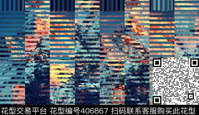 高山格子山峰数码印花花型下载（图片编号: 406867） - 瓦栏（Walan）