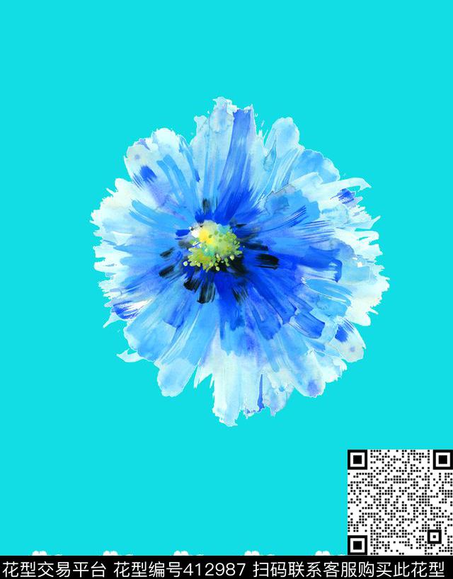 传统印花花卉传统印花花型下载（图片编号: 412987） - 瓦栏（Walan）
