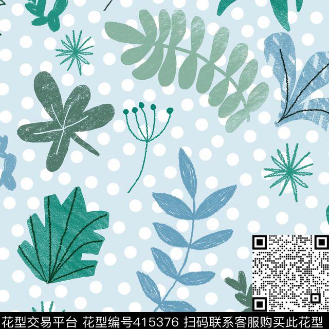 花卉叶子可爱儿童花卉传统印花花型下载（图片编号: 415376） - 瓦栏（Walan）