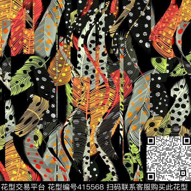 动物羽毛豹纹数码印花花型下载（图片编号: 415568） - 瓦栏（Walan）