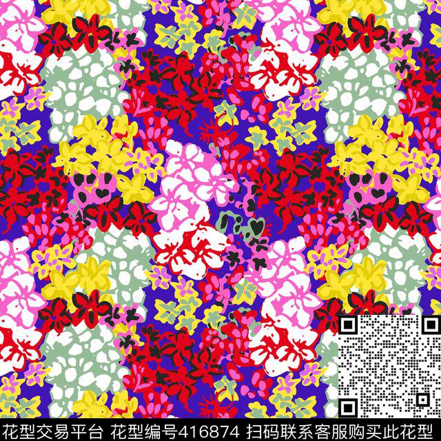 传统印花小花花卉传统印花花型下载（图片编号: 416874） - 瓦栏（Walan）