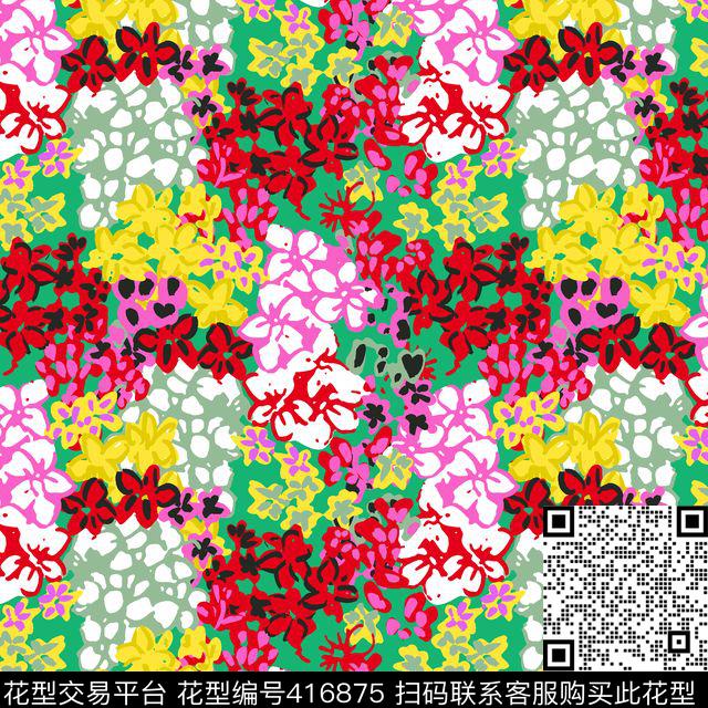 传统印花小花花卉传统印花花型下载（图片编号: 416875） - 瓦栏（Walan）
