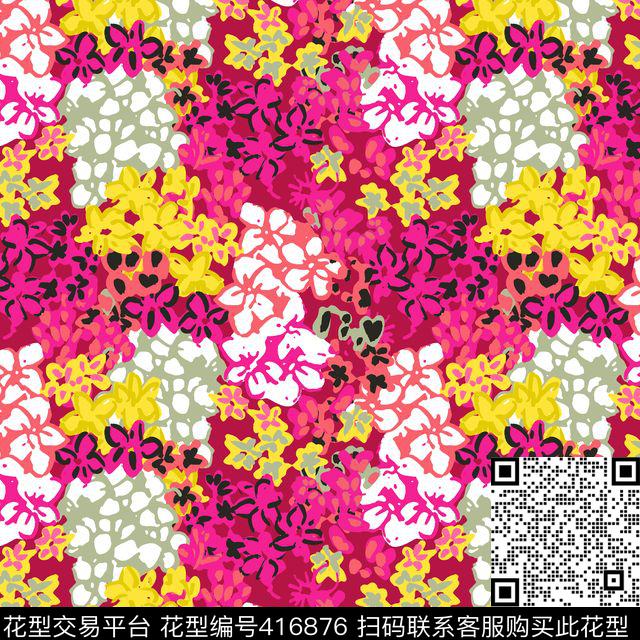传统印花小花花卉传统印花花型下载（图片编号: 416876） - 瓦栏（Walan）