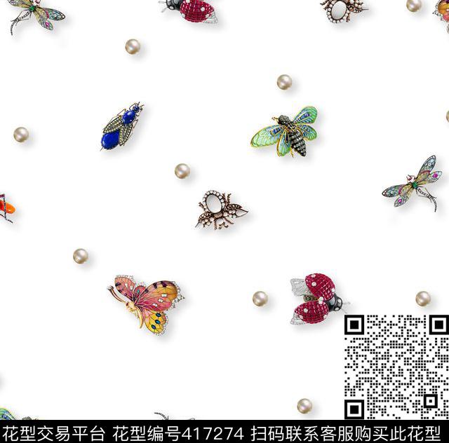 热带珠宝昆虫数码印花花型下载（图片编号: 417274） - 瓦栏（Walan）
