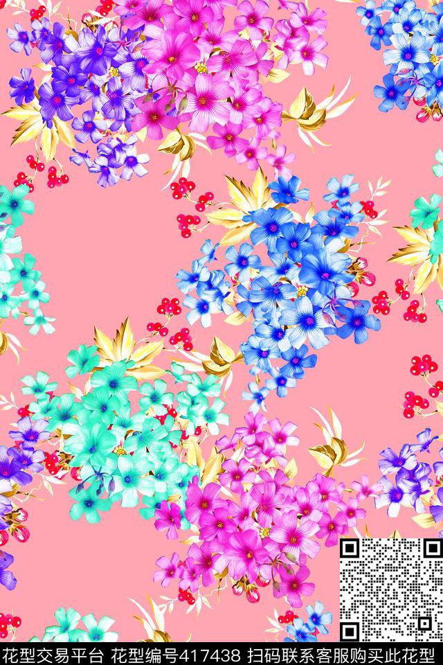 花瓣小清新高端原创数码印花花型下载（图片编号: 417438） - 瓦栏（Walan）