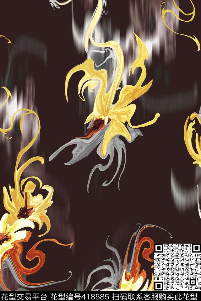 抽象花瓣高端原创数码印花花型下载（图片编号: 418585） - 瓦栏（Walan）