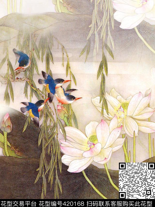 中国风花卉风景数码印花花型下载（图片编号: 420168） - 瓦栏（Walan）