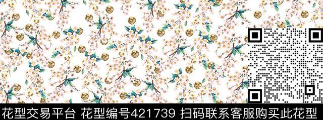 花瓣花卉纯色底散花数码印花花型下载（图片编号: 421739） - 瓦栏（Walan）