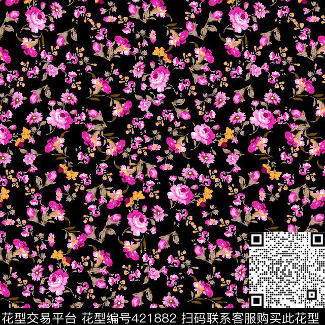flower design - 421882 - design printing textile - 传统印花花型 － 床品花型设计 － 瓦栏