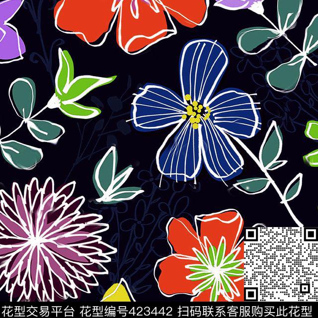 简约清新手绘传统印花花型下载（图片编号: 423442） - 瓦栏（Walan）