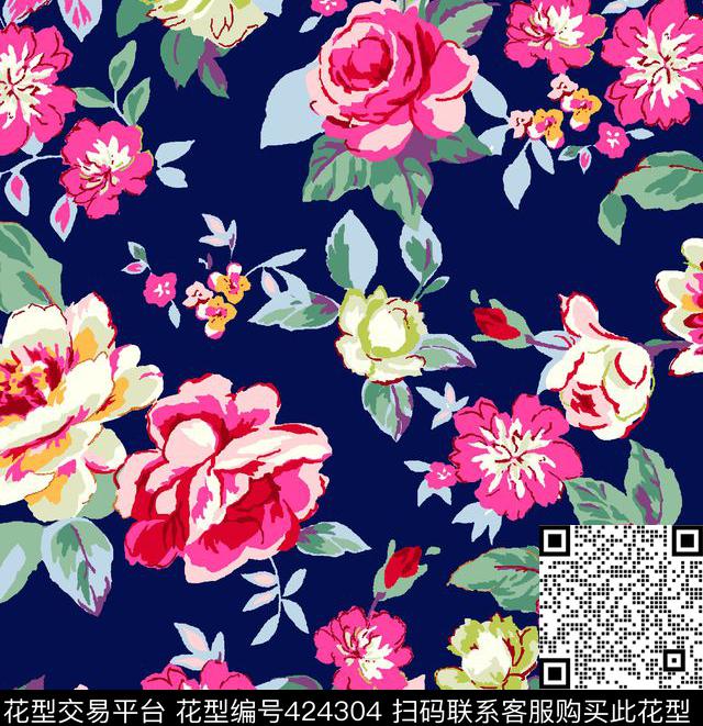 田园风小花花卉花卉传统印花花型下载（图片编号: 424304） - 瓦栏（Walan）