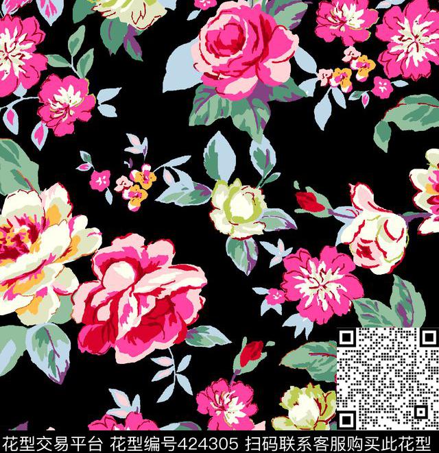 田园风小花花卉花卉传统印花花型下载（图片编号: 424305） - 瓦栏（Walan）