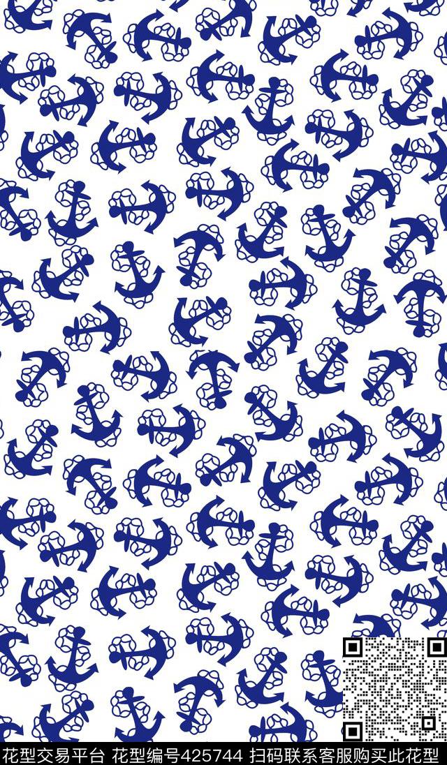 几何印花航海洋主题童装印花2 - 425744 - 几何 航海 海洋 - 传统印花花型 － 童装花型设计 － 瓦栏