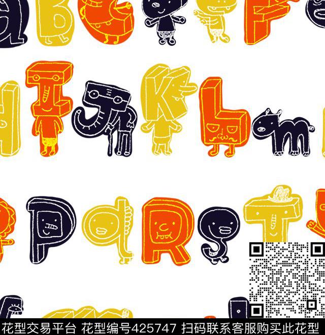 几何印花字母卡通主题童装印花 - 425747 - 几何 字母 童装 - 传统印花花型 － 童装花型设计 － 瓦栏