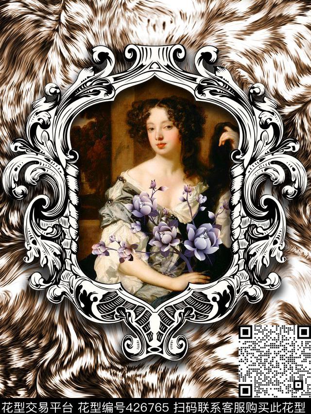 豹纹油画花卉数码印花花型下载（图片编号: 426765） - 瓦栏（Walan）