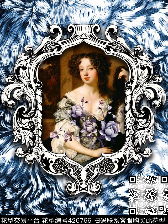 豹纹油画花卉数码印花花型下载（图片编号: 426766） - 瓦栏（Walan）