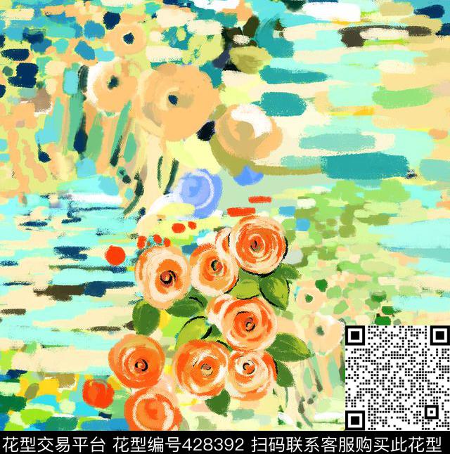 蜡笔蜡笔画油画传统印花花型下载（图片编号: 428392） - 瓦栏（Walan）
