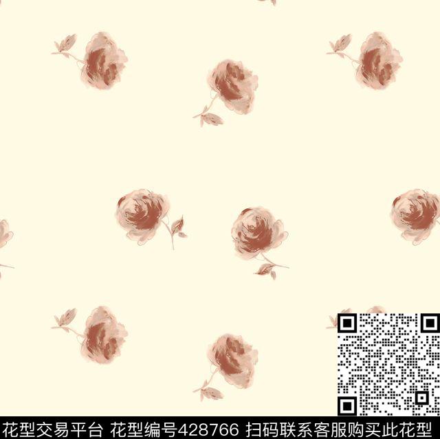   淡雅似锦 - 428766 - 花卉 模糊 透明感 - 数码印花花型 － 女装花型设计 － 瓦栏