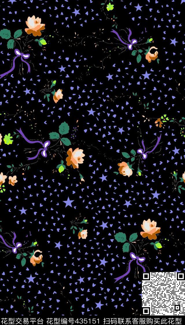 爱心波点小碎花传统印花花型下载（图片编号: 435151） - 瓦栏（Walan）