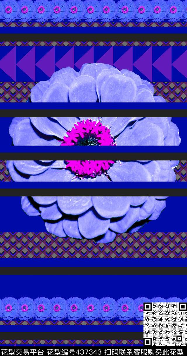 休闲几何花卉数码印花花型下载（图片编号: 437343） - 瓦栏（Walan）