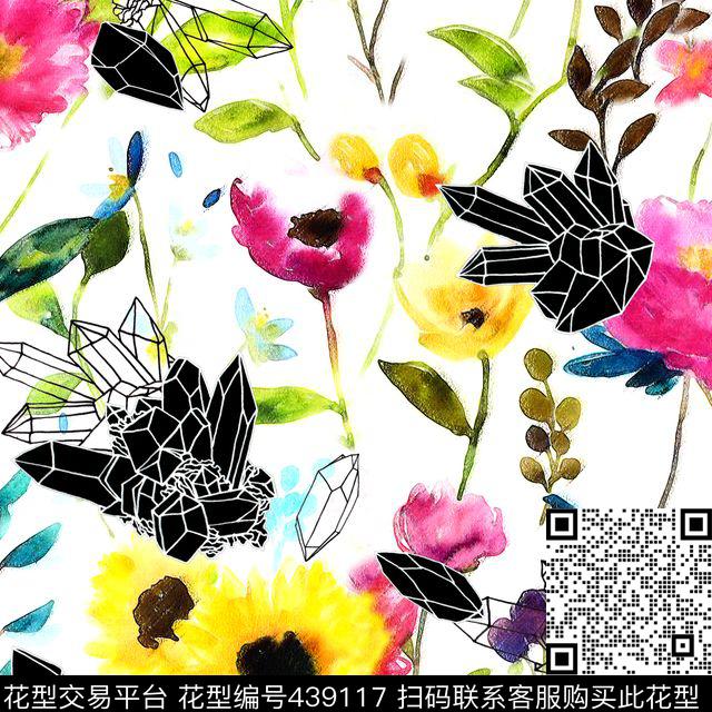 几何立体手绘数码印花花型下载（图片编号: 439117） - 瓦栏（Walan）