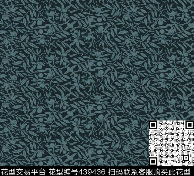 动感树叶树枝传统印花花型下载（图片编号: 439436） - 瓦栏（Walan）