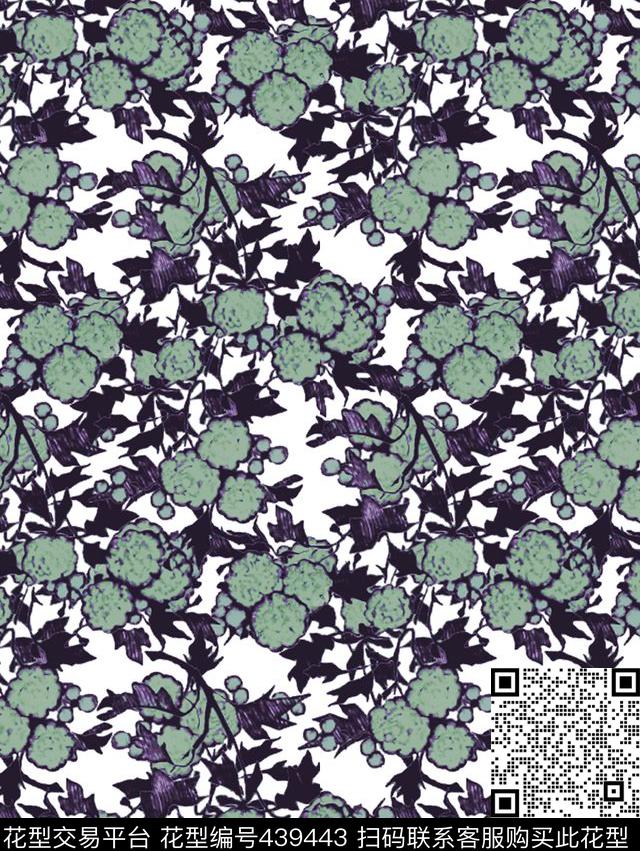 休闲花卉植物数码印花花型下载（图片编号: 439443） - 瓦栏（Walan）