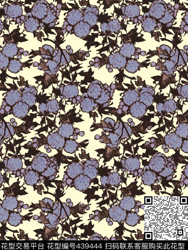 休闲花卉植物数码印花花型下载（图片编号: 439444） - 瓦栏（Walan）