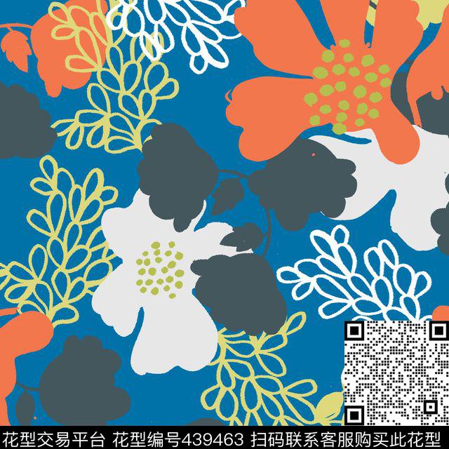 卡通花卉休闲传统印花花型下载（图片编号: 439463） - 瓦栏（Walan）