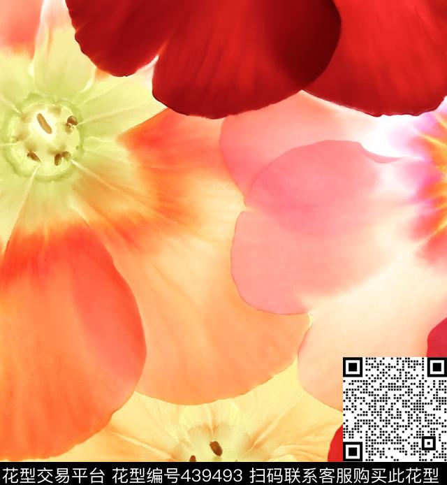 手绘花语 - 439493 - 花卉 手绘 满花 - 传统印花花型 － 长巾花型设计 － 瓦栏