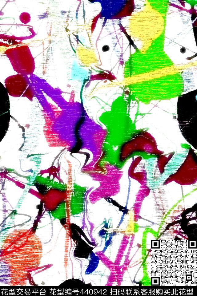 笔画油漆喷溅数码印花花型下载（图片编号: 440942） - 瓦栏（Walan）